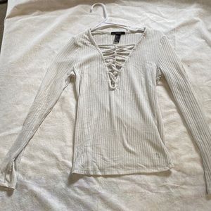 White forever 21 cross bust long sleeve shirt